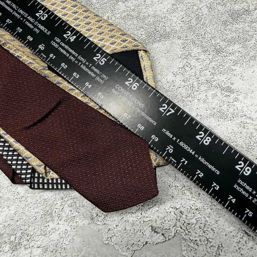 Geoffrey‎ Beene Silk Tie Mens One Size Multicolor Geometric Necktie Set Of 3